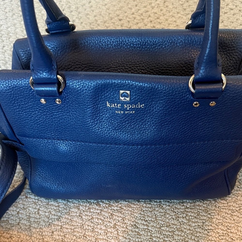 kate spade pebbled leather satchel in deep navy with gold-tone hardware - Picture 2 of 3